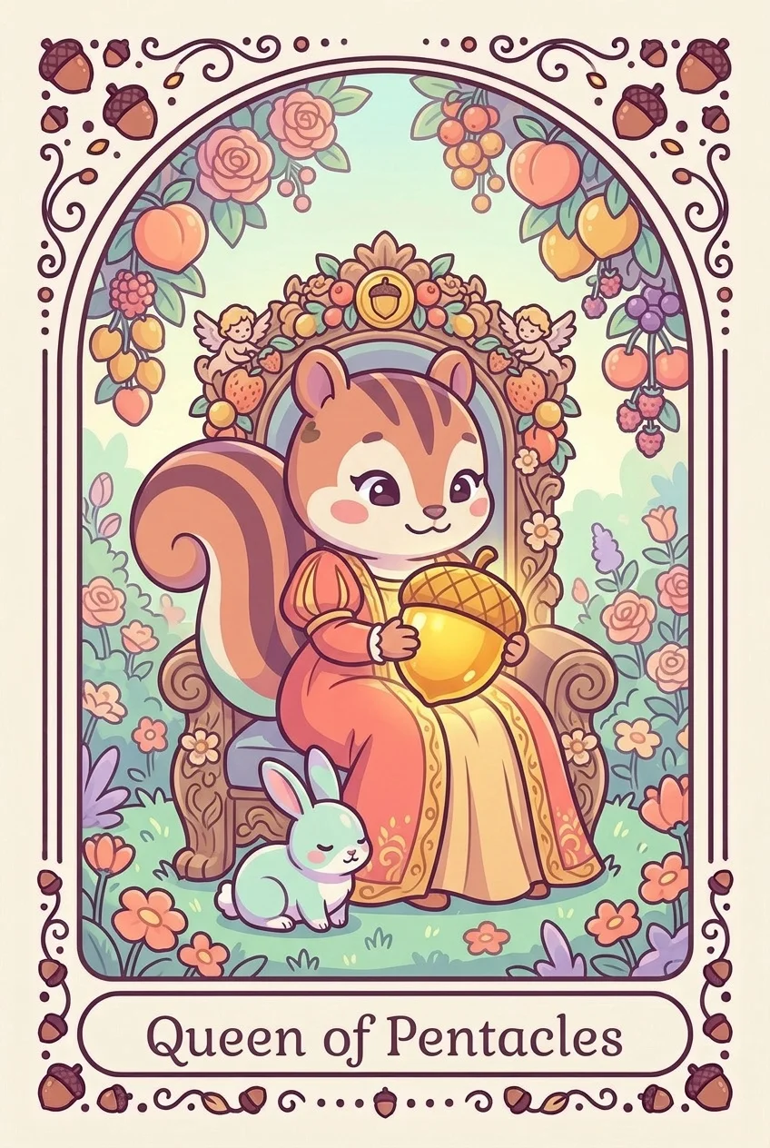 펜타클 퀸 카드 그림